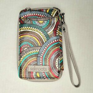 Sakroots Artist Circle Smartphone Wallet Wristlet 6"x4" Rainbow Wanderlust